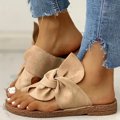 Women's Bow Flat Slide Sandals Non Slip Casual Outdoor Slides