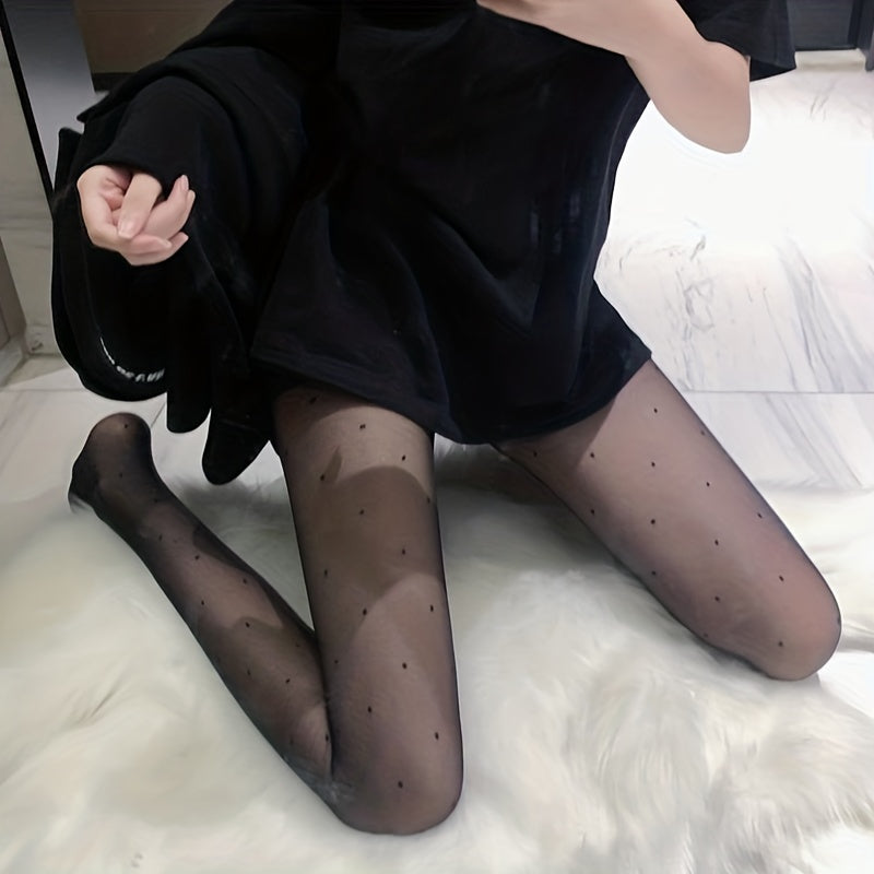 Polka Dot Mesh Tights Sheer Slim Footed Pantyhose