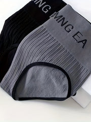 4pcs Letter Print Briefs Comfy & Stretchy Intimates Panties