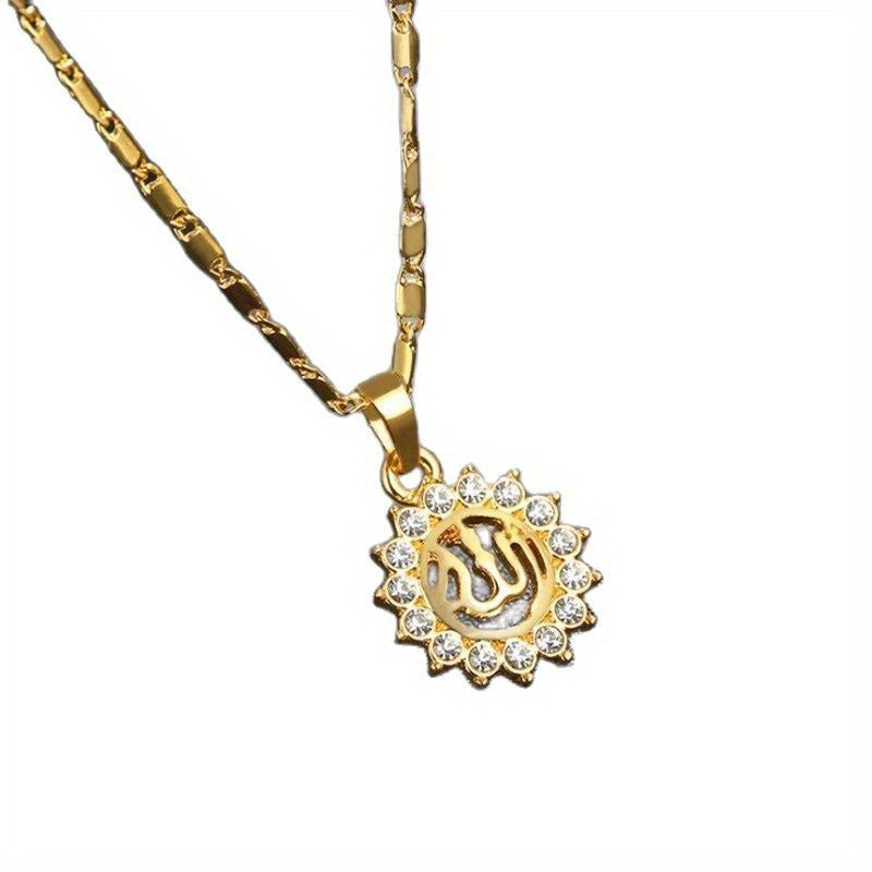 Vintage Zircon Sun Pendant Necklace for Men