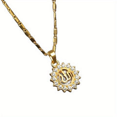 Vintage Zircon Sun Pendant Necklace for Men