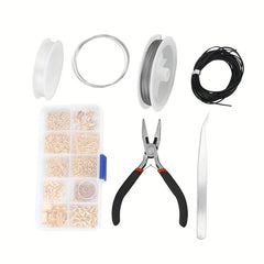 10 Grids Jewelry Accessories Set Open/Closed Rings & Lobster Clasp + Tool Pliers
