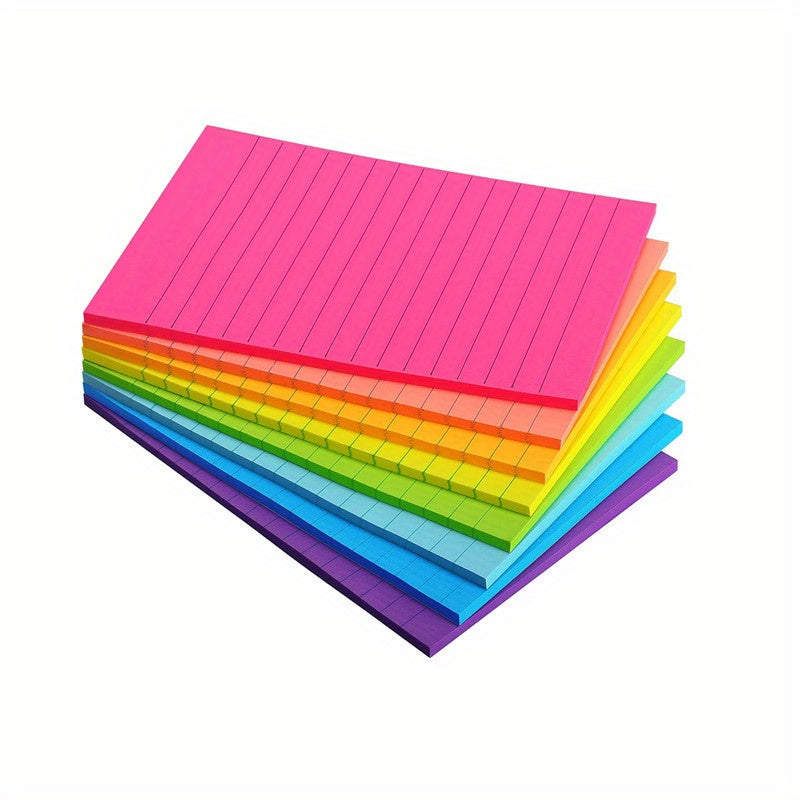 Bright Ruled Sticky Notes 8 Pads Pack 45 Sheets/pad