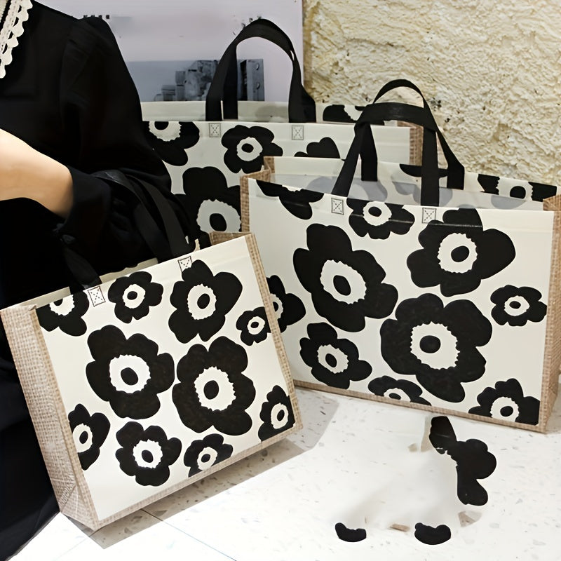 5pcs Non-woven Tote Bag Clothing Shop Packaging Bag Flower Clothes Gift Bag