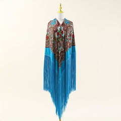 National Style Printed Shawl Long Fringed Retro Shawl Wrap