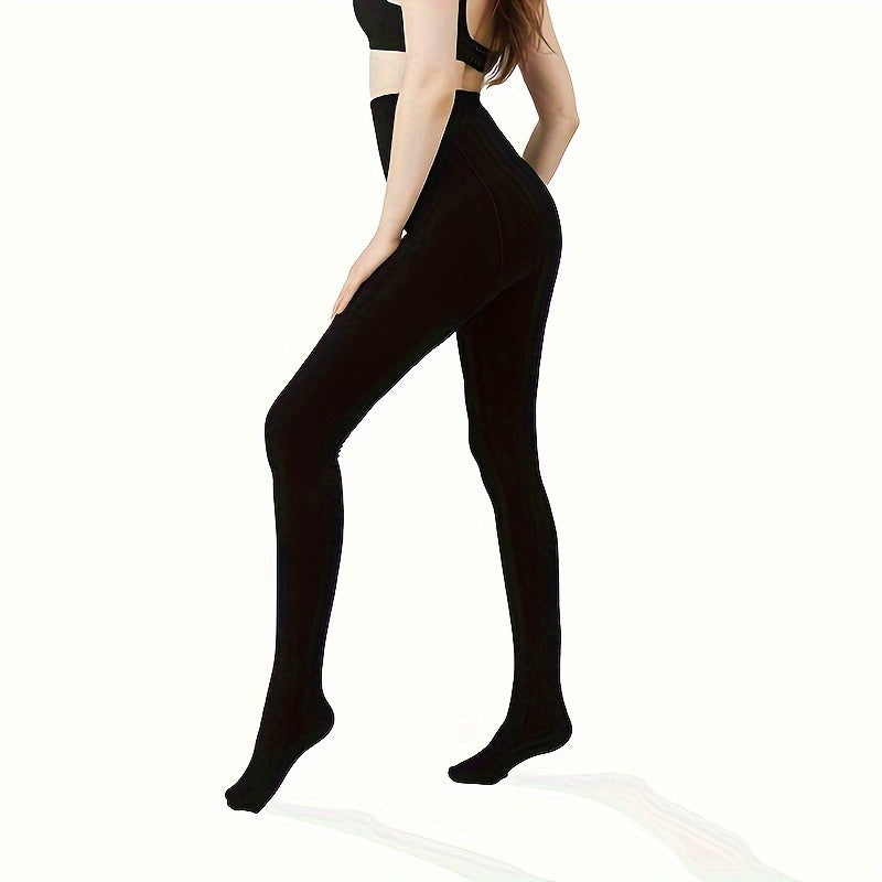 Plush Lined Tights Opaque Hi-Waist Thermal Leggings Women's Stockings