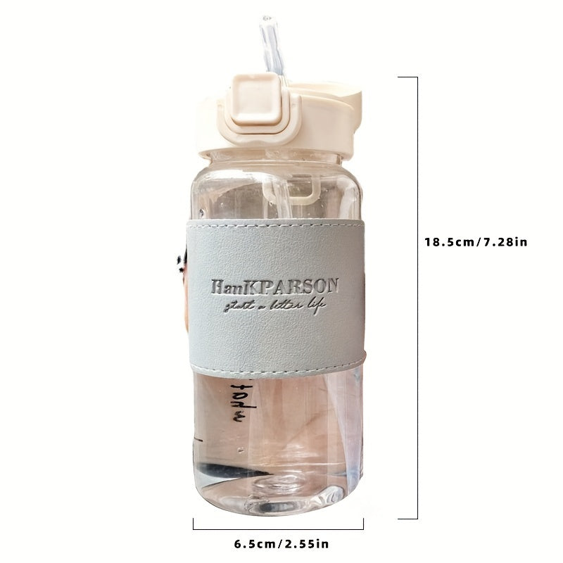 500ml Clear Plastic Water Cup with Straw for Sports Fitness