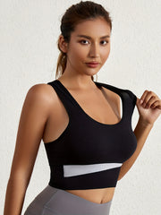 Colorblock Wireless Sports Bra Racerback Tank Bra