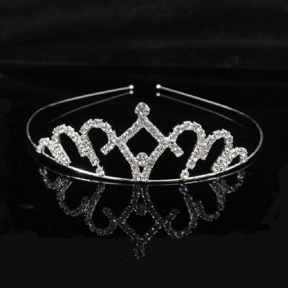 Silver Tiara Headband Girls Princess Tiaras Rhinestone Crown