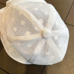Plaid Mesh Sun Hat UV Protection Bucket Hat Faux Pearl Chain Decor
