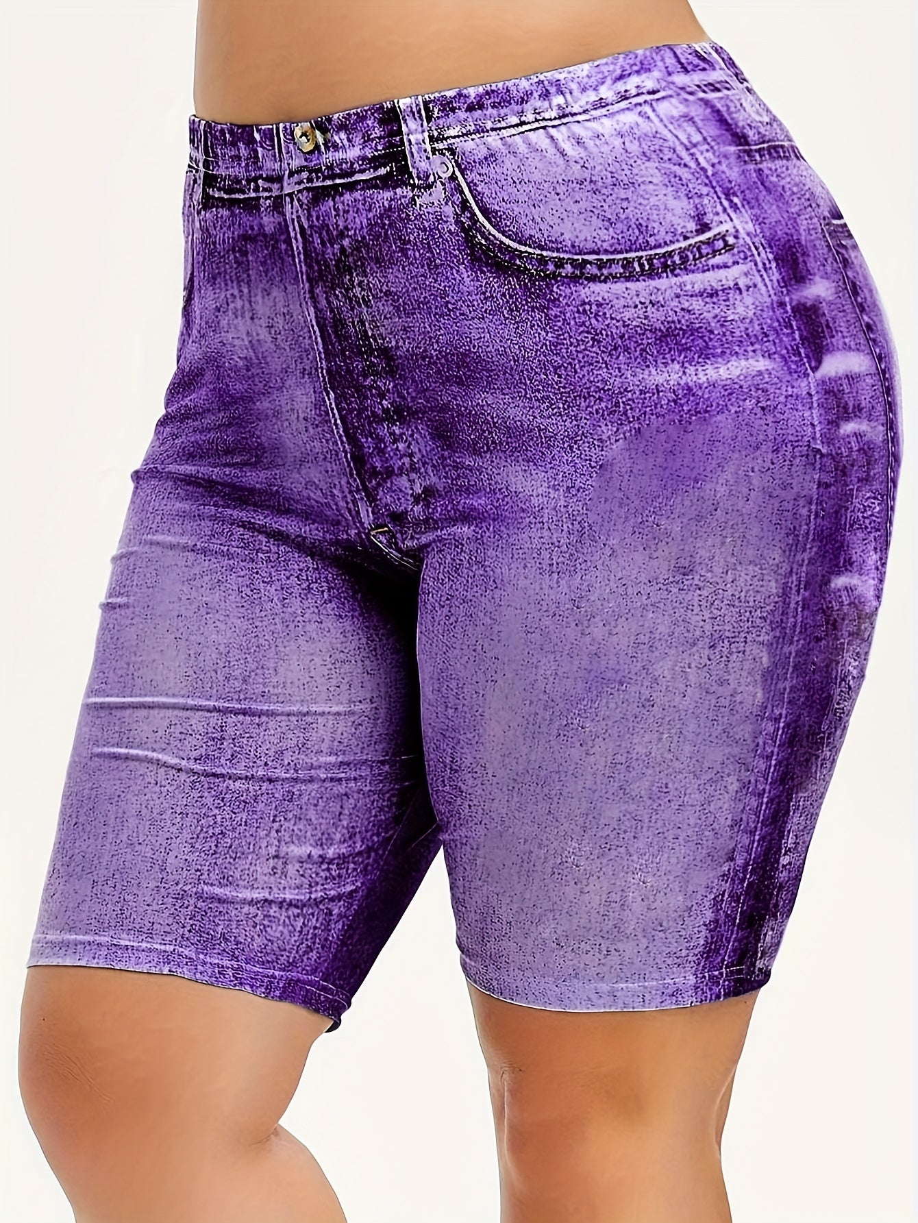Gradient Denim Yoga Sports Shorts For Women