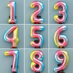 1pc Golden Gradient Crown Foil Number Balloons for Birthday Party Baby Shower