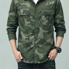 Camouflage Pattern Men's Breathable Long Sleeve Button Up Shirt
