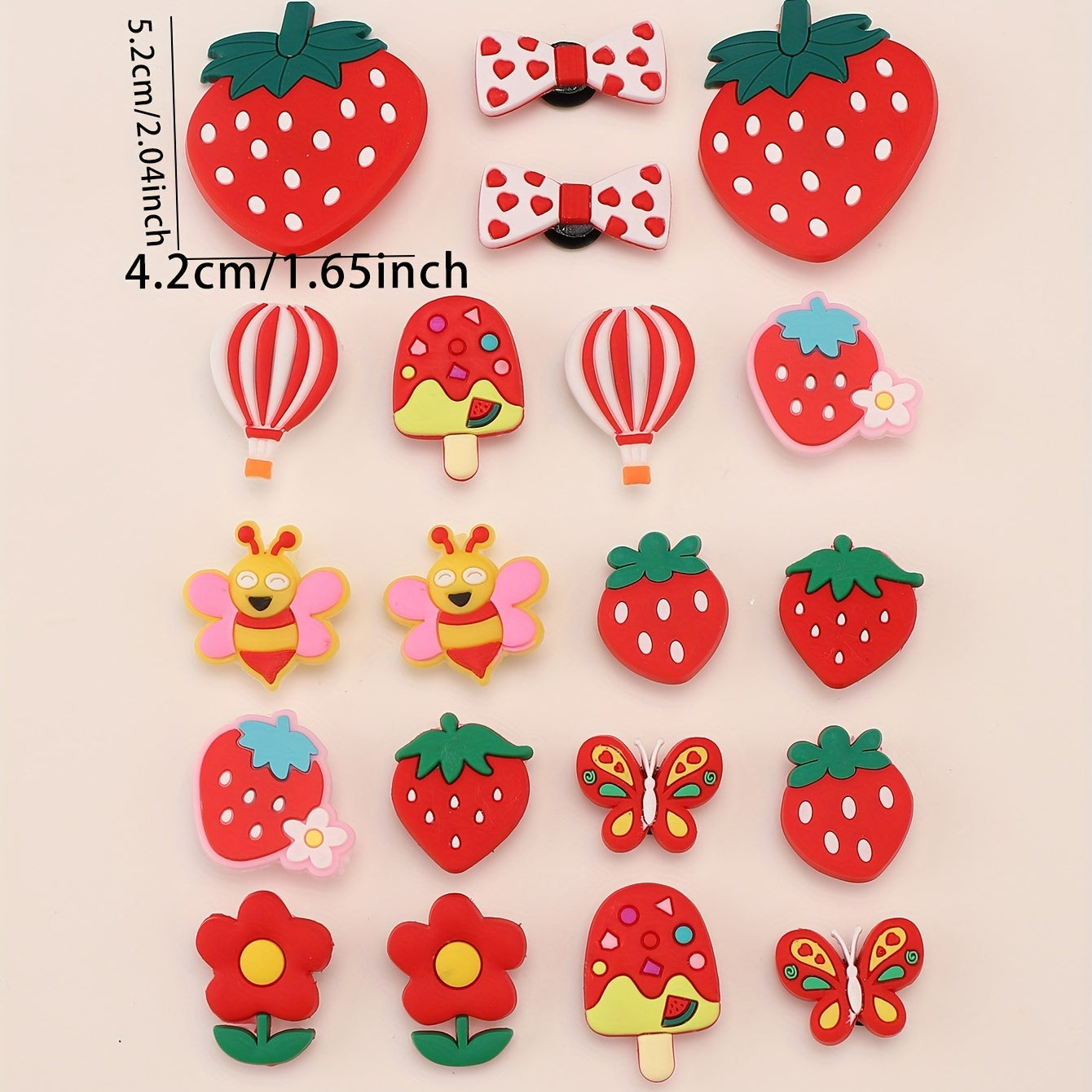 20pcs Cartoon Shoes Buckle Pink Strawberry Bee Shoe Charm DIY Shoe Accessories