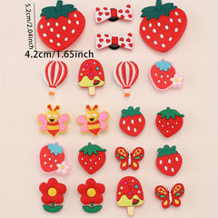 20pcs Cartoon Shoes Buckle Pink Strawberry Bee Shoe Charm DIY Shoe Accessories