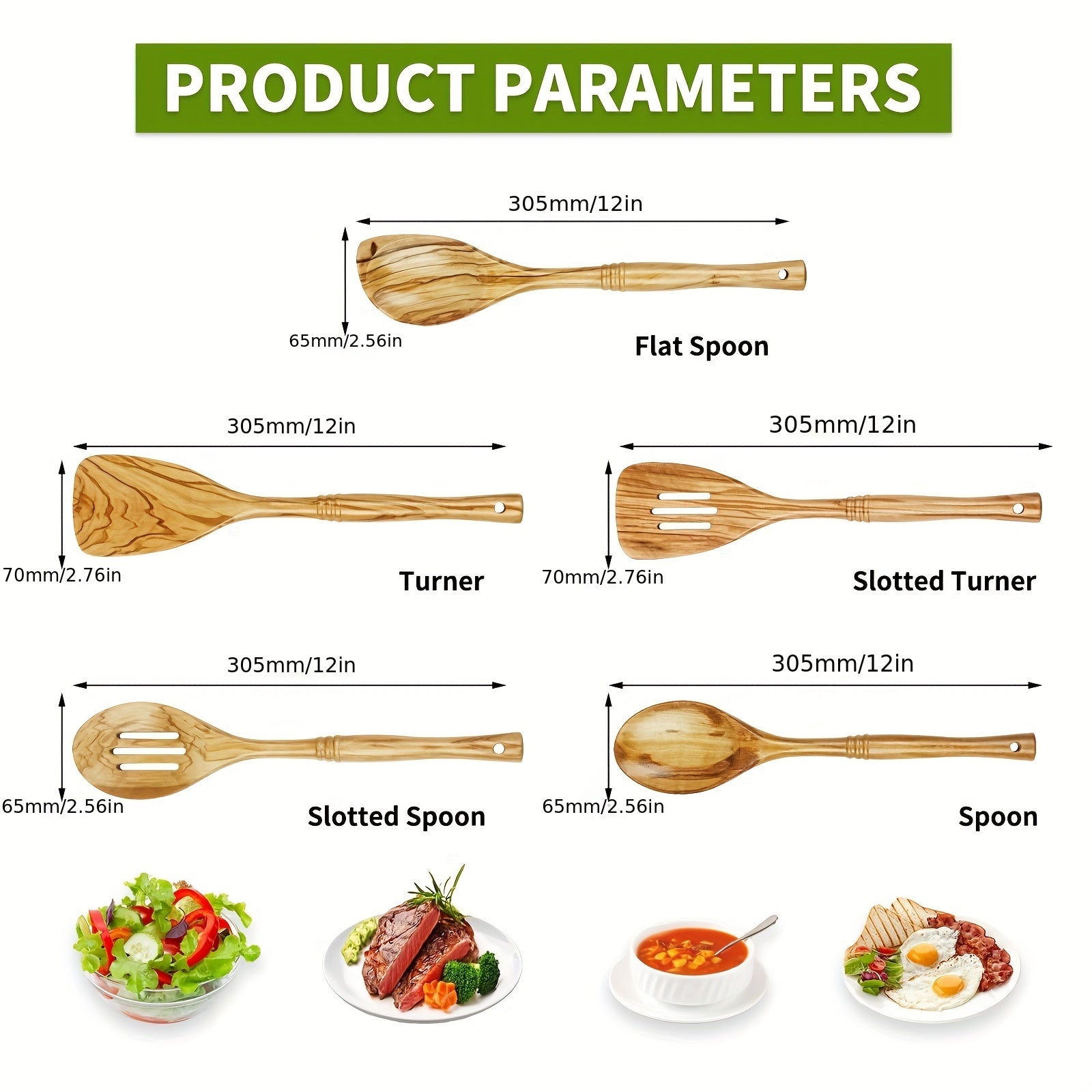 5pcs Olive Wooden Spoon Set Non stick Cooking Utensils