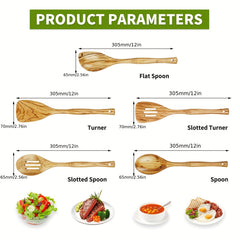 5pcs Olive Wooden Spoon Set Non stick Cooking Utensils