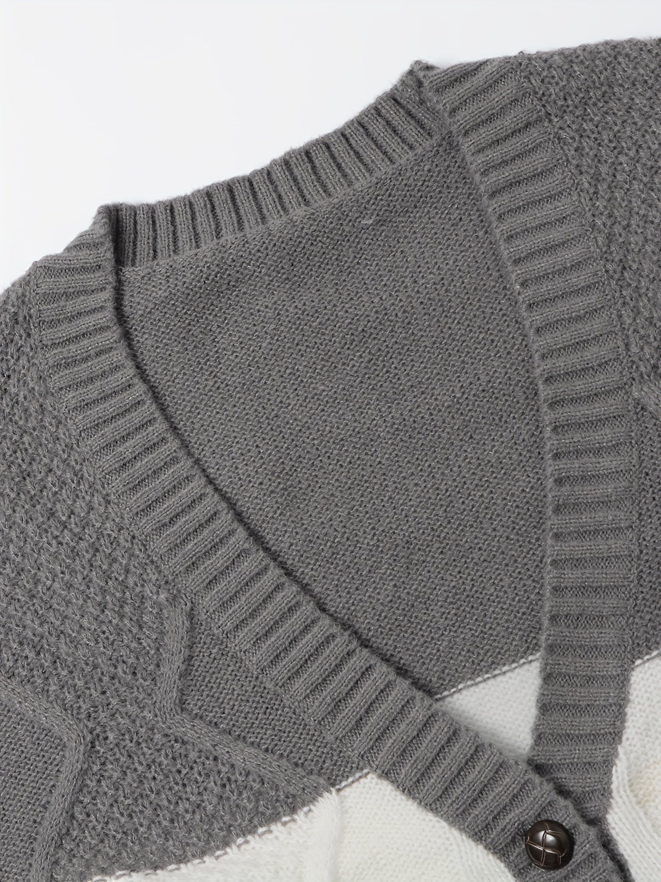  Colorblock Long Sleeve Button Up Sweater Cardigan