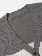  Colorblock Long Sleeve Button Up Sweater Cardigan