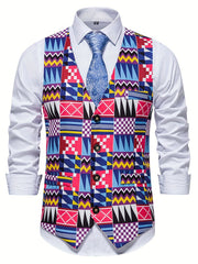 Bohemian Pattern Single Breasted Retro Suit Vest For Men