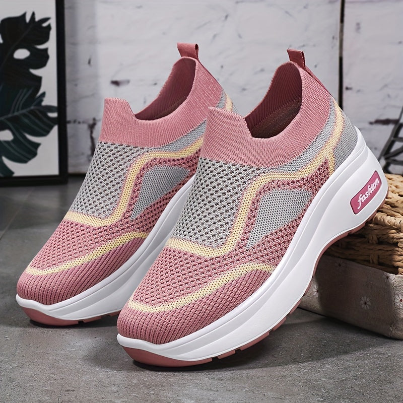 Women's Knitted Sock Shoes Breathable Slip On Low Top Chunky Sneakers