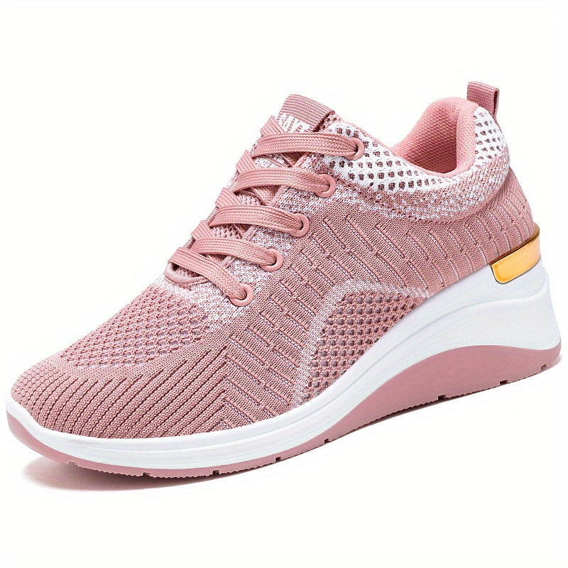 Women's Chunky Knit Sneakers Breathable Lace Up Sports Shoes