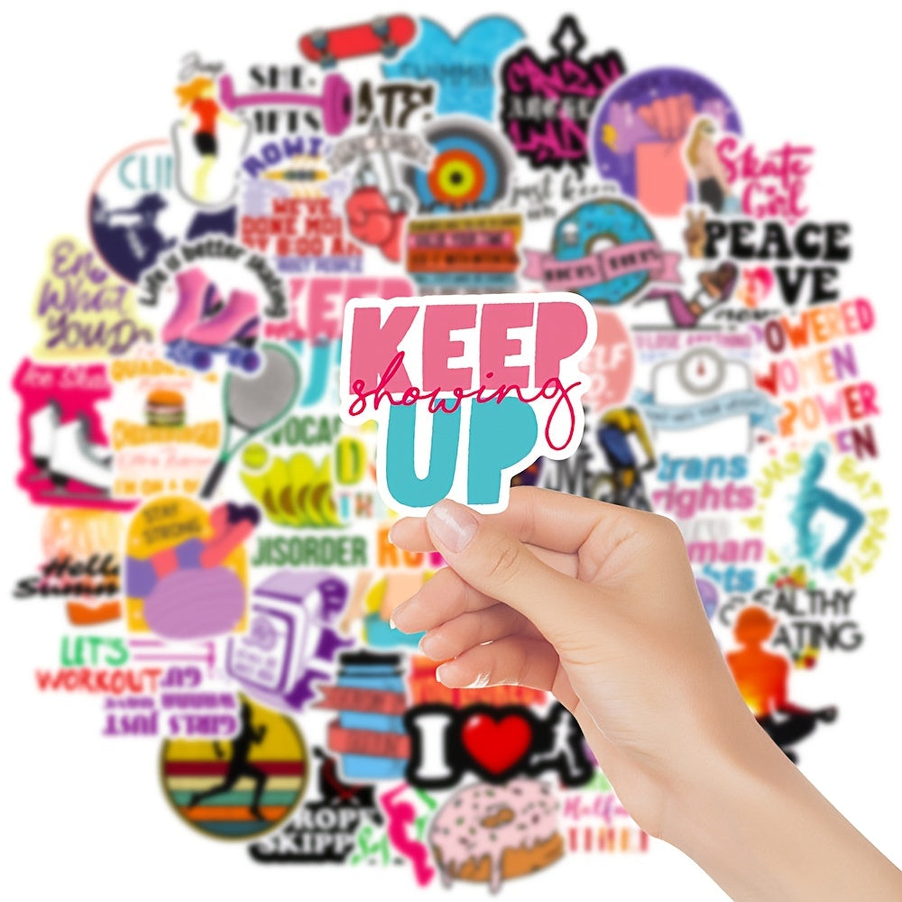 50pcs Weight Loss Exercise Fitness Doodle Waterproof Sticker DIY