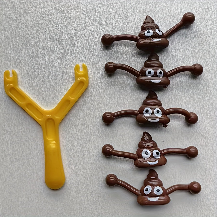 Prank Poop Slingshot Toy Set for Kids - 6 Pack Mixed Novelty Gag Gift