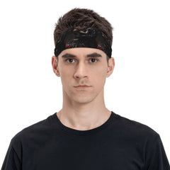 Skull & Floral Sports Headband Sweat Wicking Stretchy Polyester Yoga Gym
