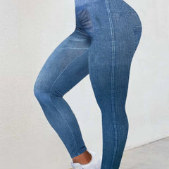  Denim Print High Rise Leggings
