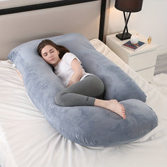 J Shaped Full Body Pillow with Cooling Cover & Removable Velvet Cushion