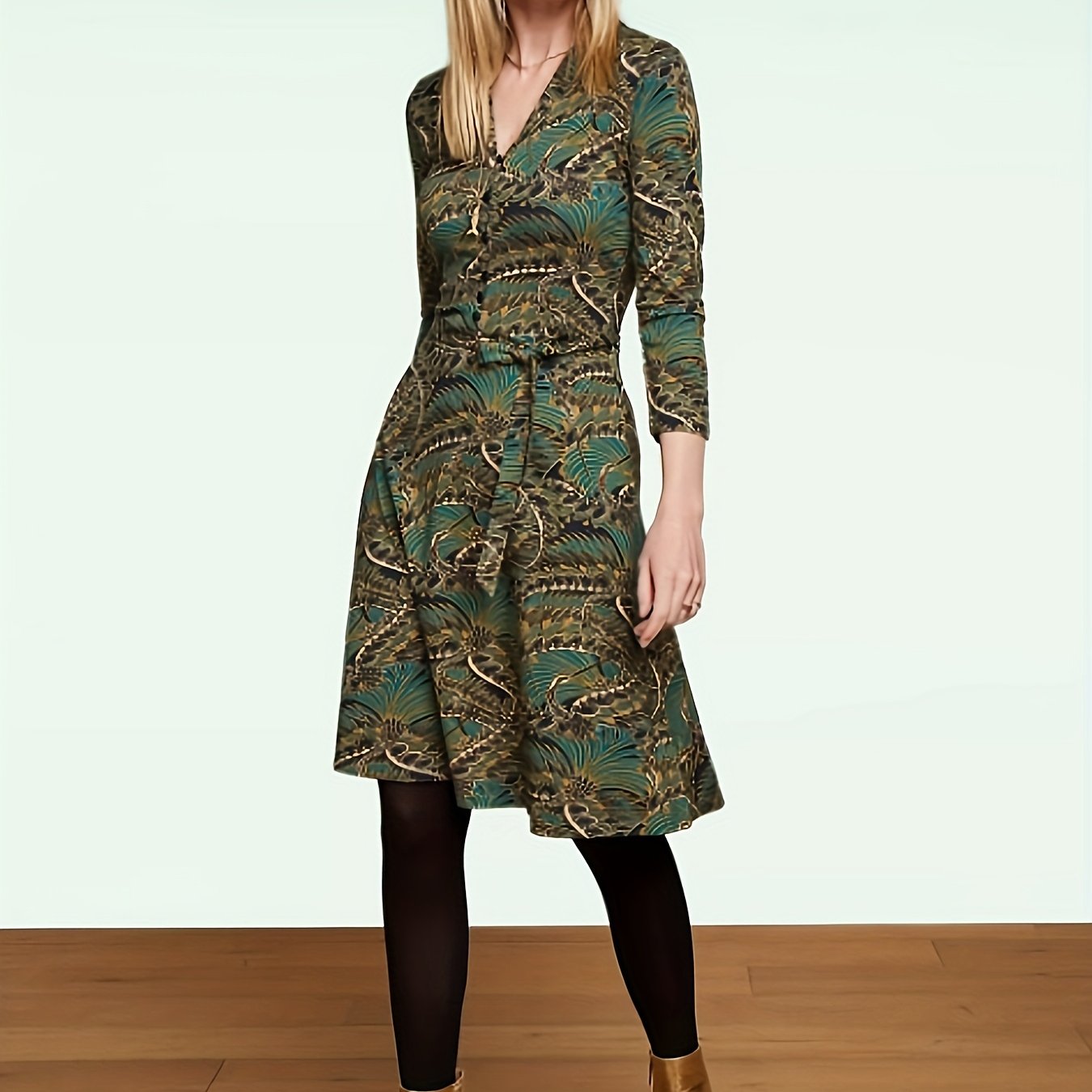  Retro Dress Women's Plus Allover Print