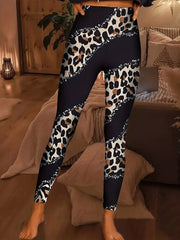  Contrast Leopard Print Stretch Leggings