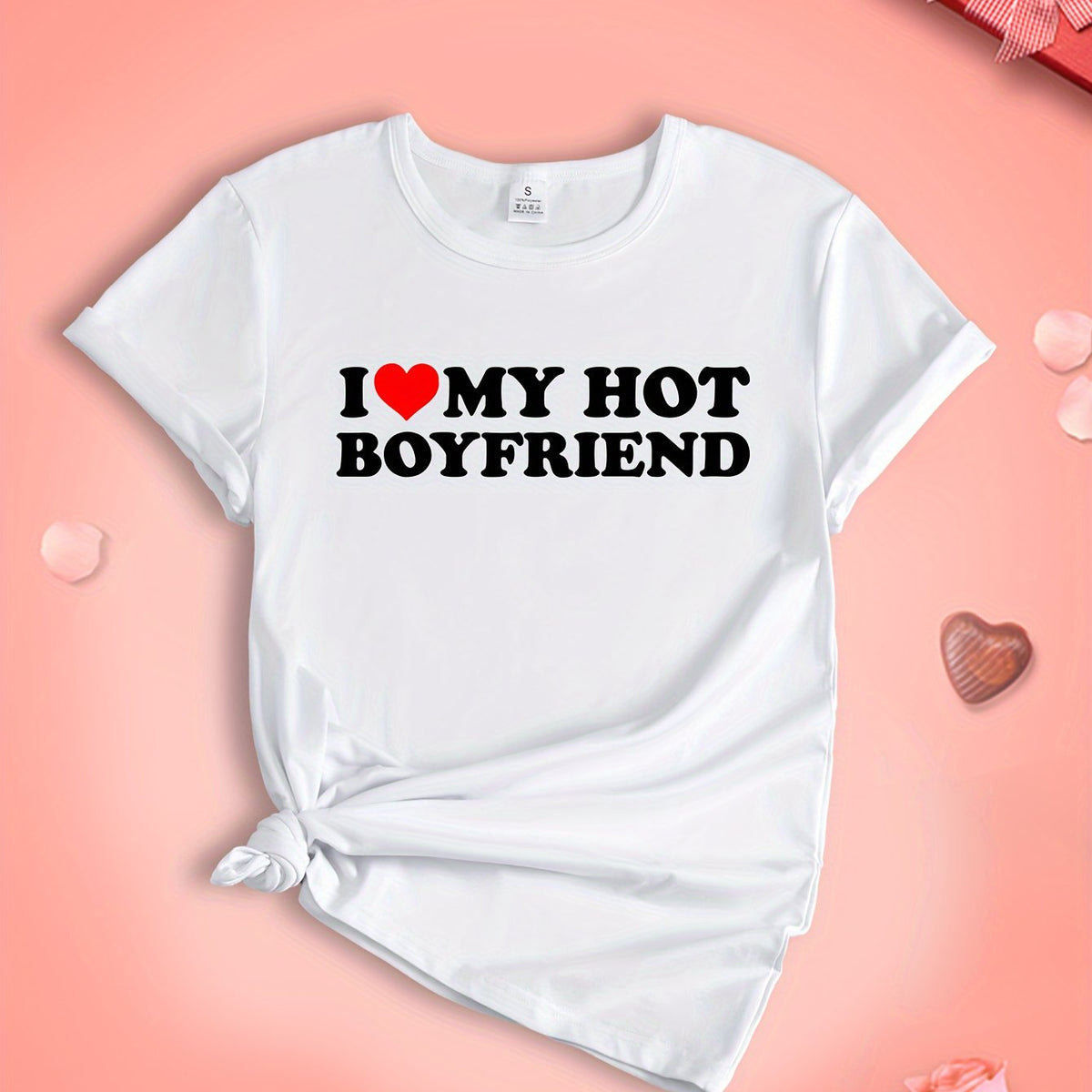 Hot Boyfriend Love Letter Graphic Sports T-shirt