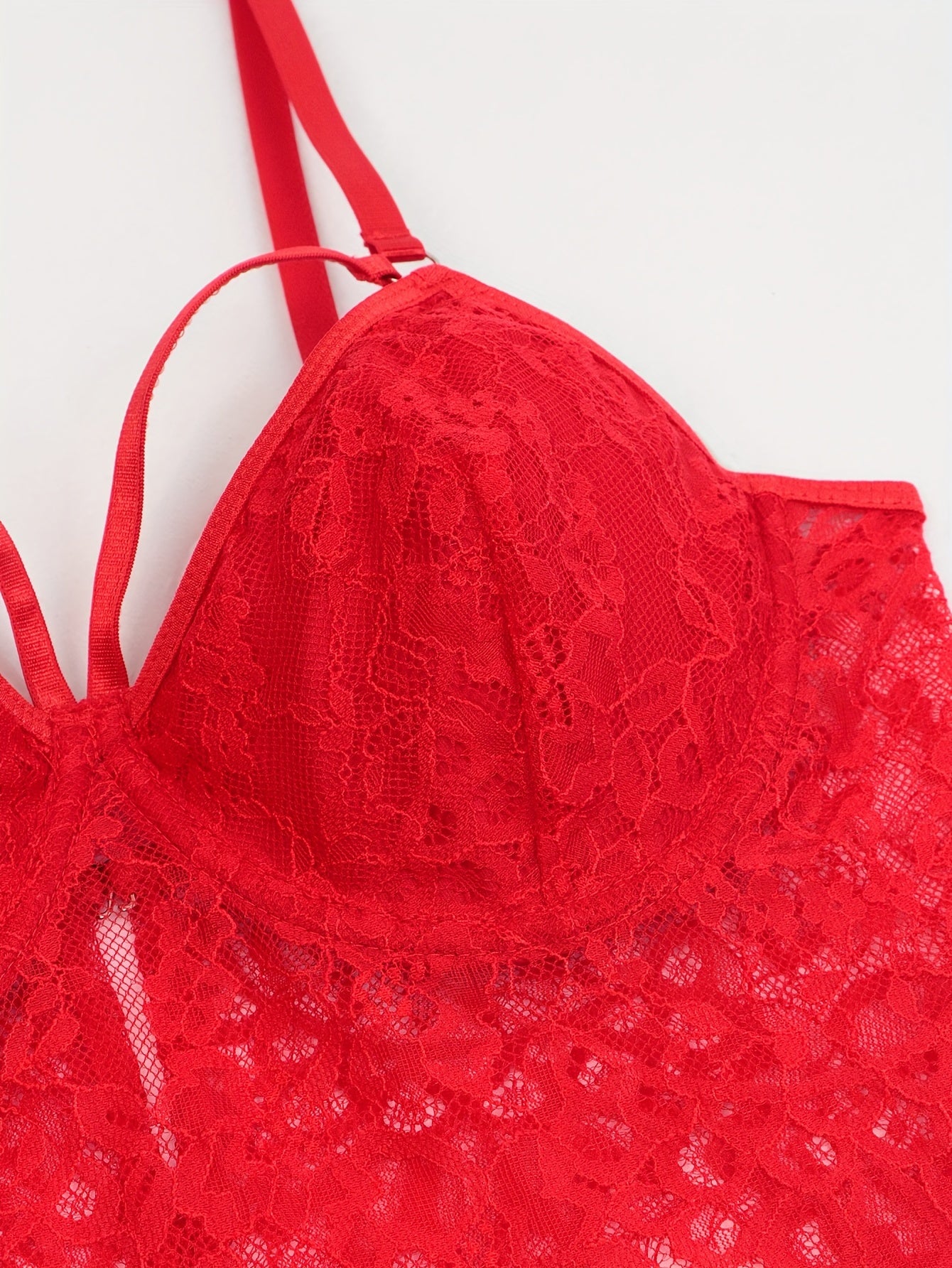  Eyelash Lace Strappy Bra & Panty Lingerie Set