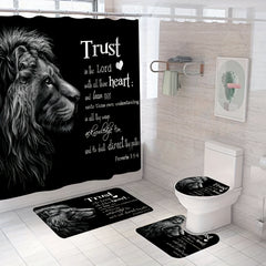 Wildlife Lion Inspirational Quote Shower Curtain Set