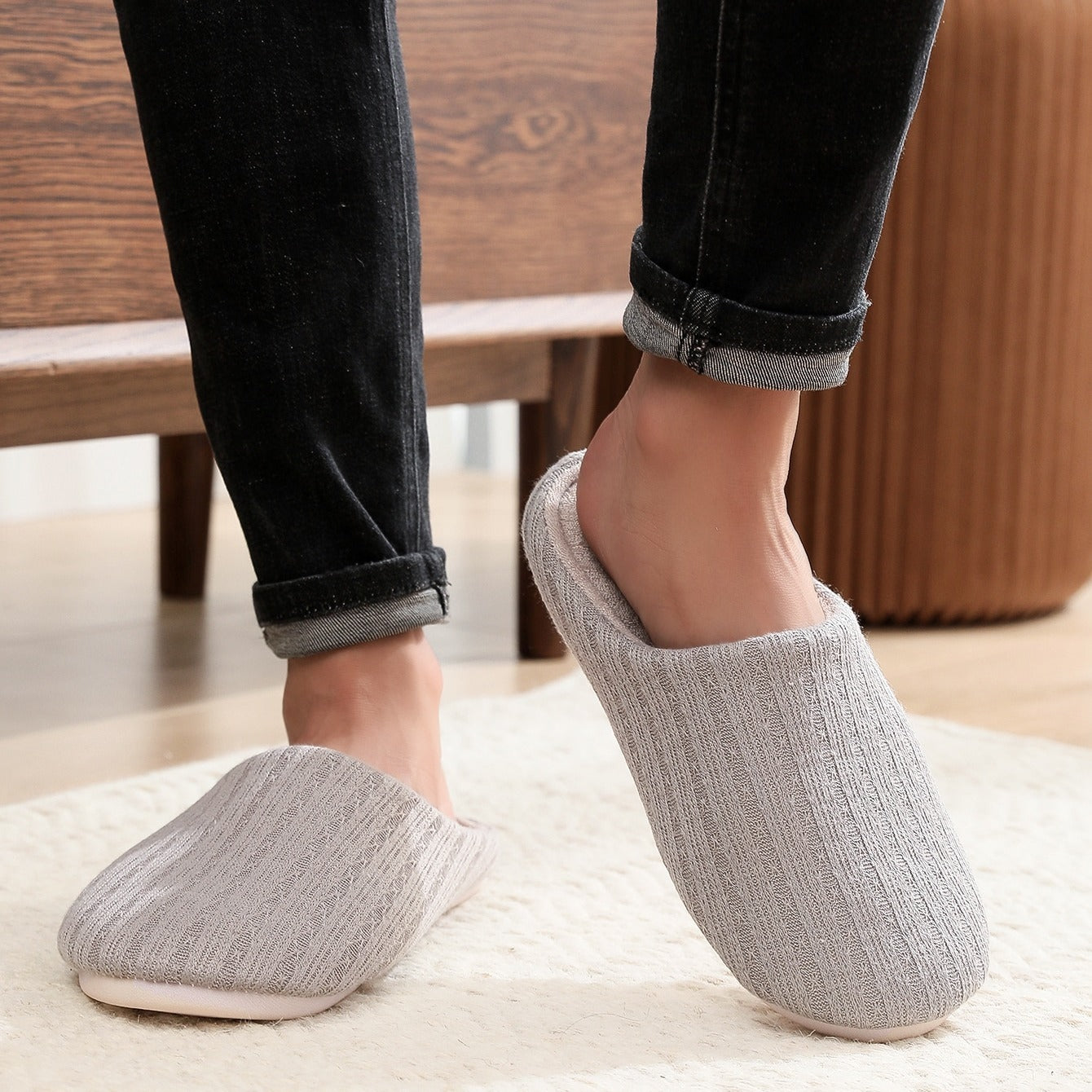 Men's Cozy Fuzzy Slides Soft Slippers Plush Comfy Non-slip Home Shoes