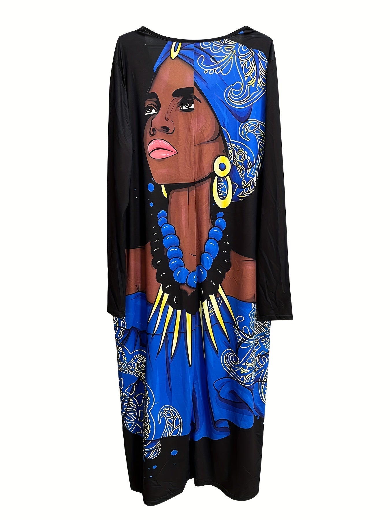  Casual Dress Women's Plus Figure Print Round Neck Dress