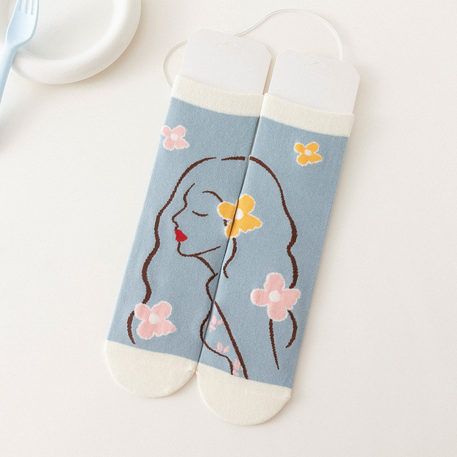 Funny Pattern Mid Tube Socks For Sports Skateboard Women's Socks