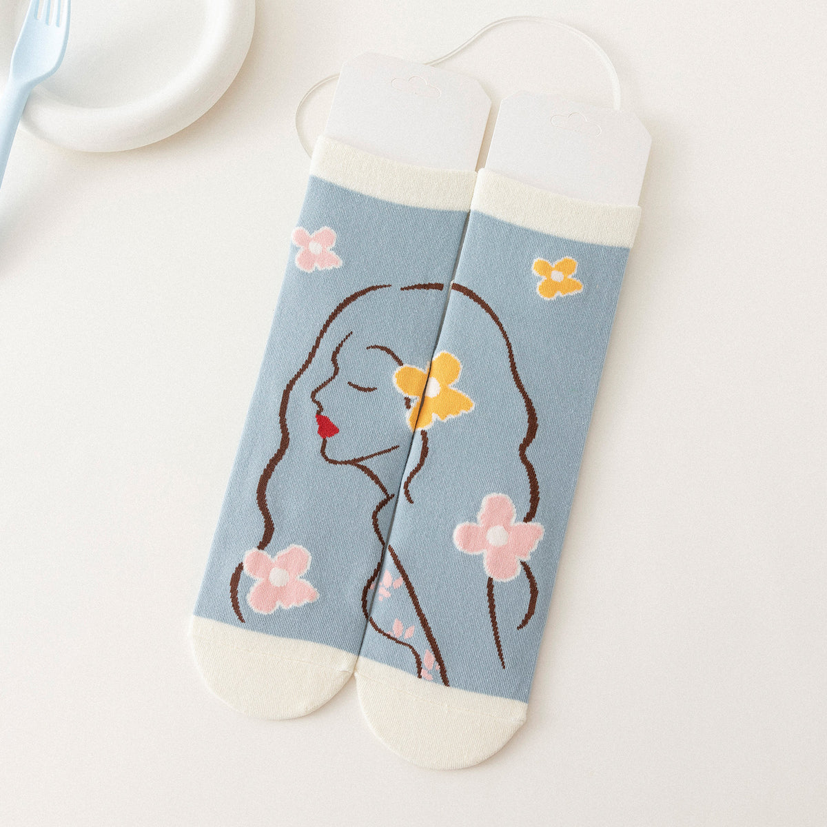 Funny Pattern Mid Tube Socks For Sports Skateboard Women's Socks