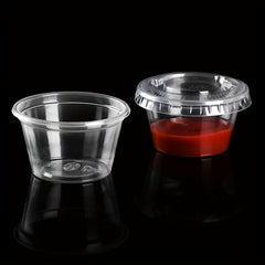 50pcs 2oz/4.5oz Clear Disposable Cups with Lids for Sauces, Condiments, Souffle