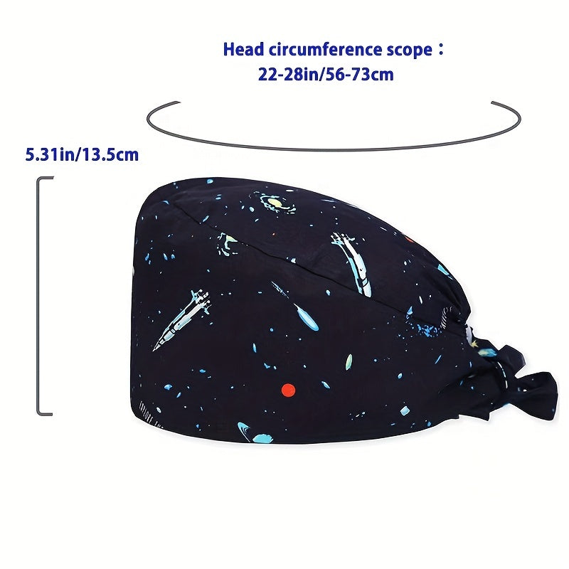 Cartoon Print Work Cap Adjustable Working Hat Cotton Surgical Caps