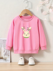 Christmas Light Bunny Graphic Crew Neck Long Sleeve Sweatshirt Kids