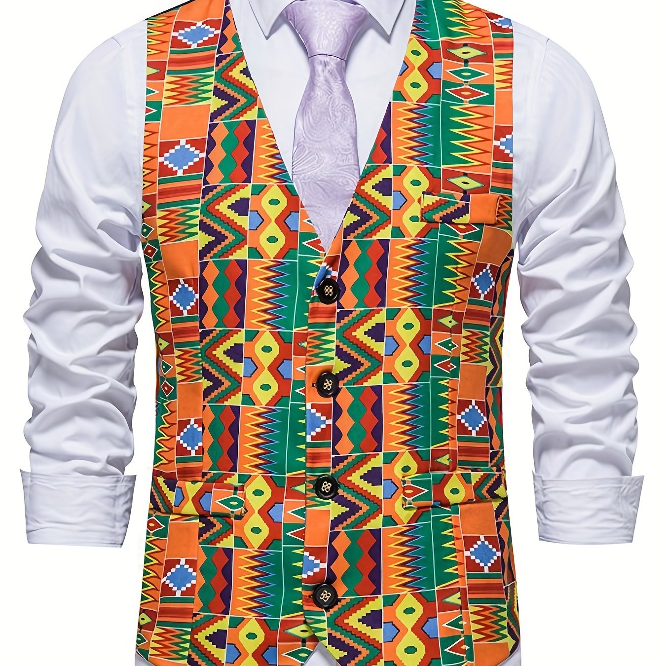 Bohemian Pattern Single Breasted Retro Suit Vest For Men