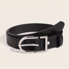 Oval Pin Buckle PU Belt Solid Belt Adjustable Unisex
