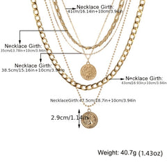 Punk Golden Portrait Coin Pendant Necklace For Women