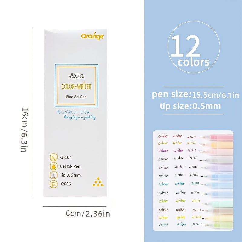 12 Piece 0.5mm Jelly Marker Pen Set for Students & Office Use