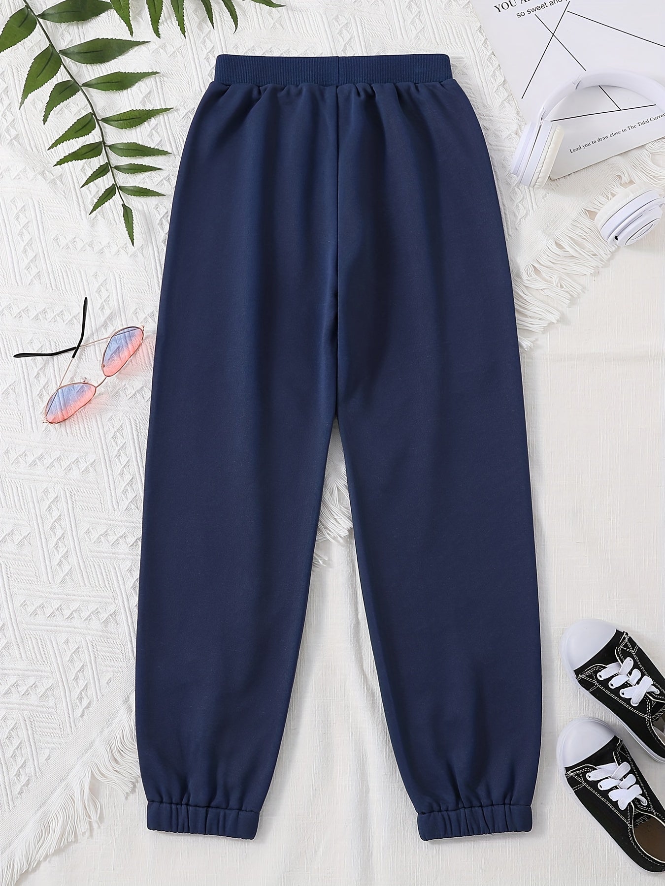 BOSTON Letter Print Girls Casual Active Sweatpants Quick Drying Jogger Pants