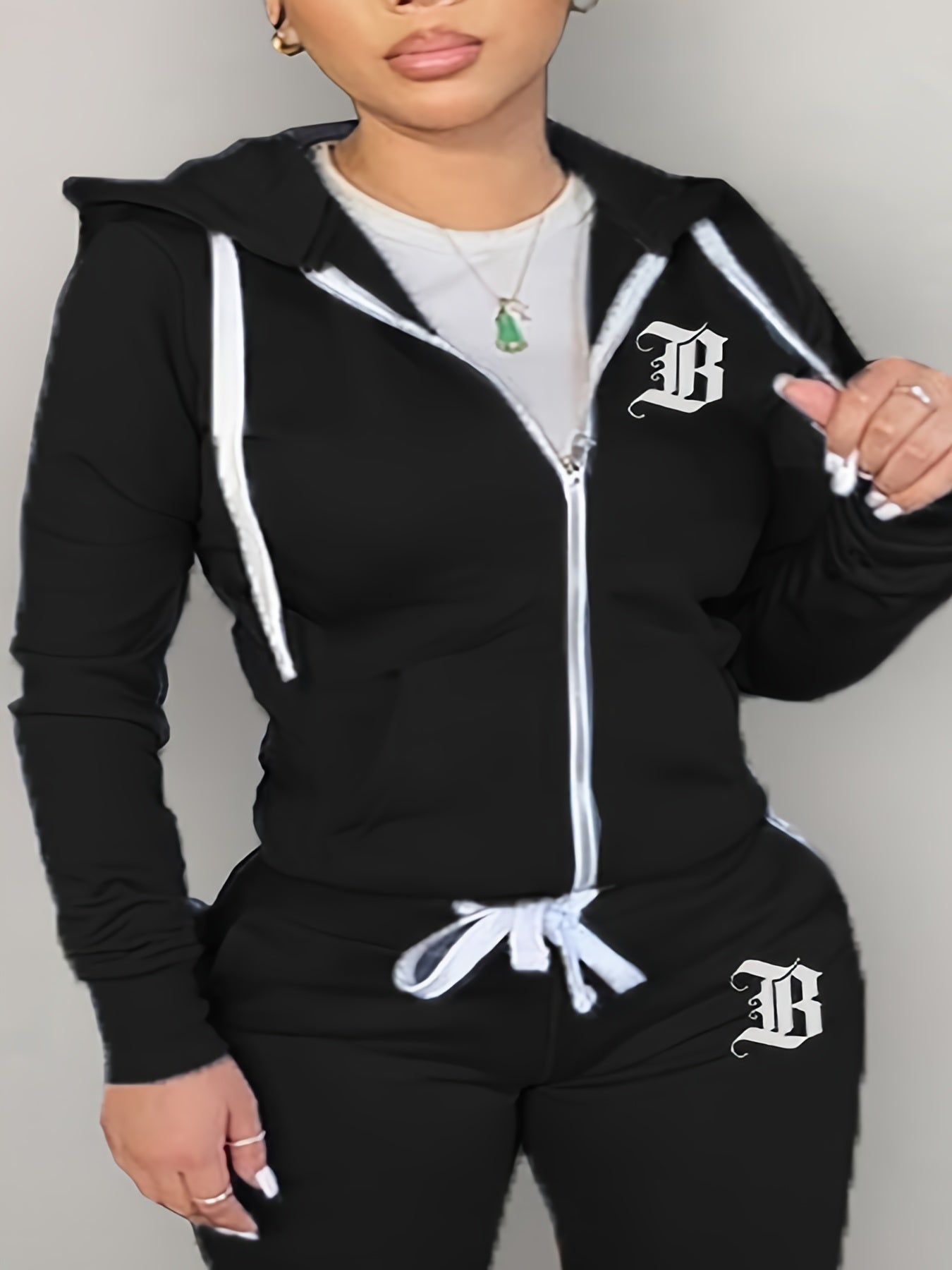  Casual Outfits Set Women's Plus Hooded Sweatshirt & Jogger Pants Set