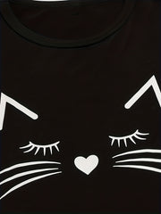 Heart Print Pajama Set Crew Neck Top & Shorts & Pants Women's Sleepwear